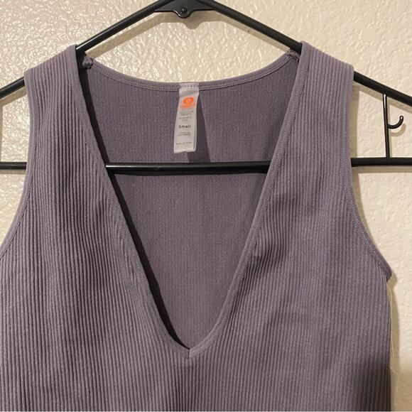 Mono B The Trend Ribbed Thong Bodysuit Gray Size S, M, L Deep V Neck NWT - Picture 3 of 6